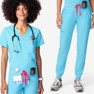 Figs Neon Blue Scrubs Set